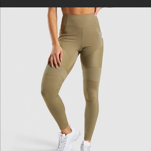 Gymshark Pants - GYMSHARK True Texture Leggings - Khaki